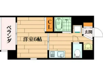 HERITAGE夕陽丘(1K/4階)の間取り写真