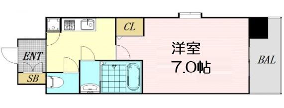 レジュールアッシュ福島CUEZ(1K/2階)の間取り写真