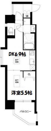 GRAMERCY JUSO-HIGASHI 3RD(1DK/6階)の間取り写真
