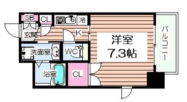 エイペックス京町堀(1K/7階)の間取り写真