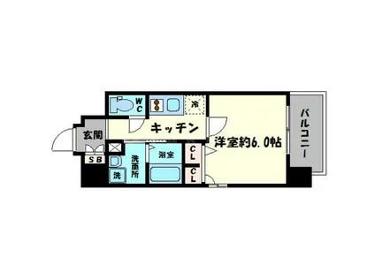 エスリード心斎橋イースト(1K/8階)の間取り写真