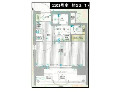 W-STYLE北浜(1K/8階)の間取り写真