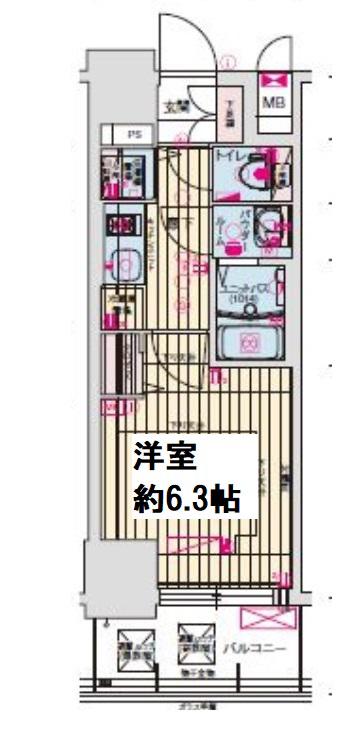 プレサンス大阪ゲートシティ(1K/3階)の間取り写真