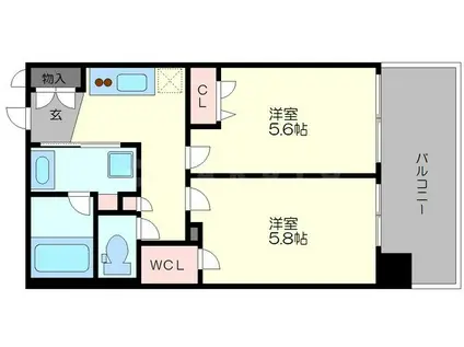 エステムプラザ福島ジェネル(2K/2階)の間取り写真