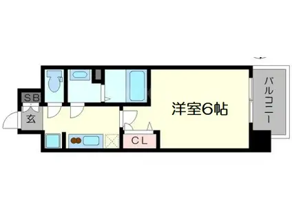 プレサンス大阪天満リバーシア(1K/2階)の間取り写真