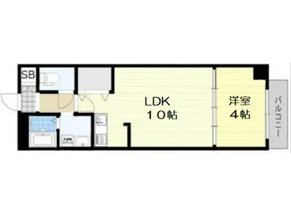 ブリリアントコート南堀江(1LDK/2階)の間取り写真