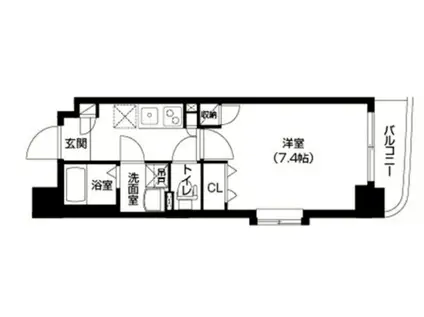 クレール谷町(1K/4階)の間取り写真