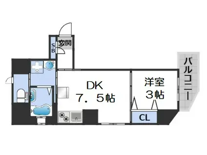 オリエンタル南堀江(1LDK/4階)の間取り写真