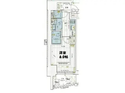 エステムコート大阪新町(1K/2階)の間取り写真