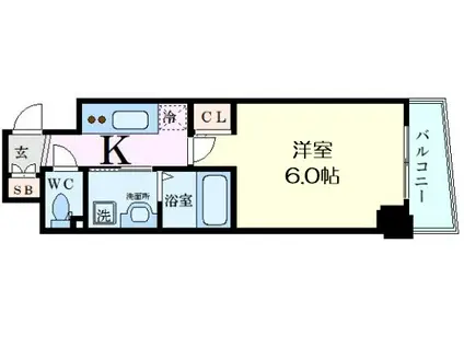 エステムコート大阪新町(1K/12階)の間取り写真