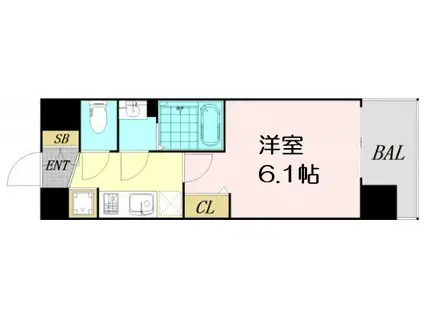 プレサンスOSAKA三国ネオス(1K/2階)の間取り写真