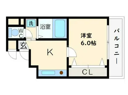 クレセール阿波座(1K/6階)の間取り写真
