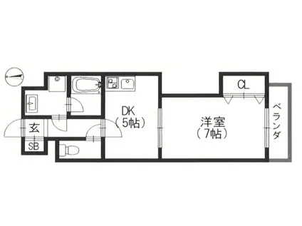 レインボーコートパートⅢ(1DK/4階)の間取り写真