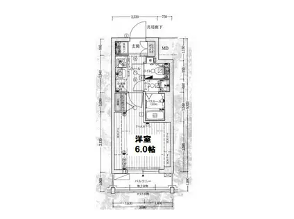 エステムコート心斎橋CENTRAL(1K/6階)の間取り写真