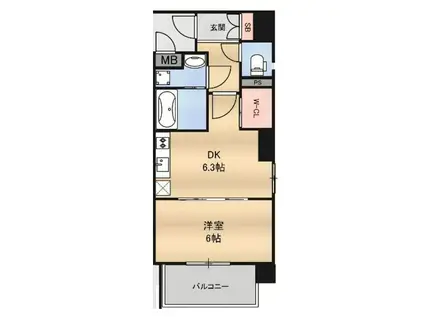 CAVANA梅田北(1DK/13階)の間取り写真