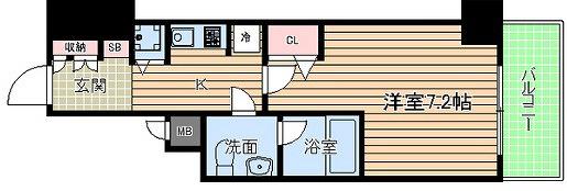 レジュールアッシュ難波リュクス(1K/8階)の間取り写真