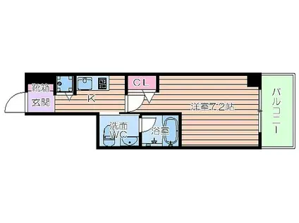 レジュールアッシュ難波リュクス(1K/3階)の間取り写真