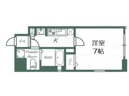 ジュネーゼグラン福島ミラージュ(1K/11階)の間取り写真