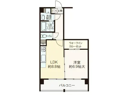 ビバーチェ鷺洲(1LDK/8階)の間取り写真