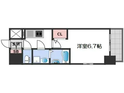 エスリード大阪上本町ブランシュ(1K/6階)の間取り写真