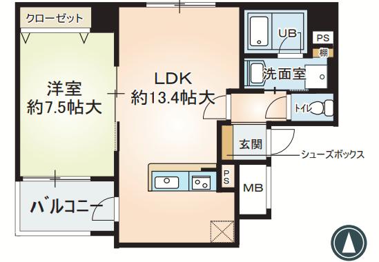 デセンテ北梅田(1LDK/2階)の間取り写真