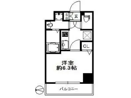 スワンズシティ堺筋本町(1K/9階)の間取り写真