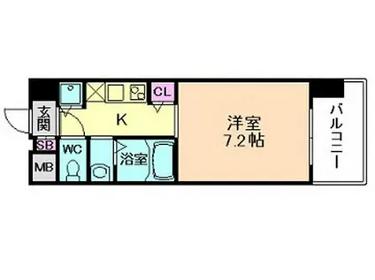 レジデンス南森町(1K/11階)の間取り写真