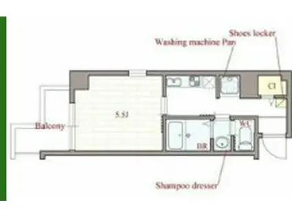 ALVAS(1K/3階)の間取り写真