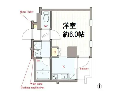 シャトーナンバリプレ(1K/6階)の間取り写真