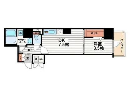 ファーストフィオーレ心斎橋イースト(1DK/5階)の間取り写真