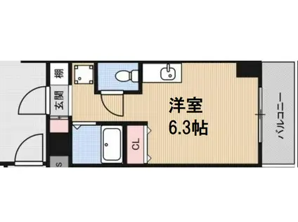 エルミタージュ難波南V(ワンルーム/10階)の間取り写真