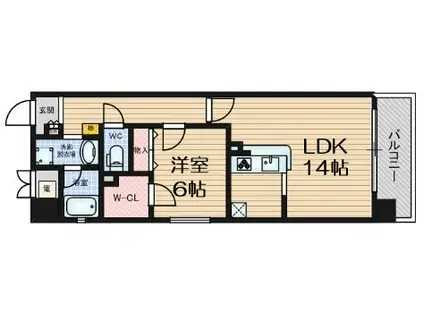 OCEAN松屋町(1LDK/9階)の間取り写真