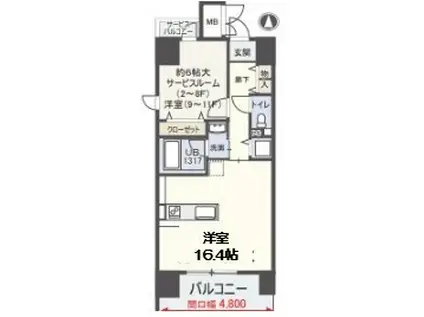 サンアルカス(1LDK/7階)の間取り写真