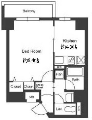 WILLDO南森町(1DK/3階)の間取り写真