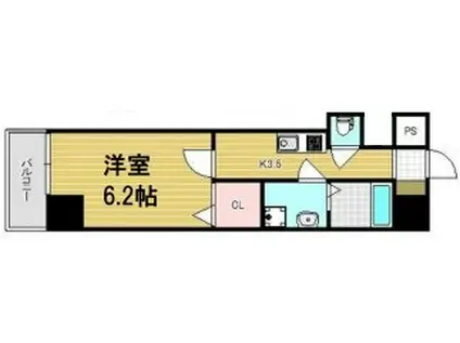 グランパシフィック花園北2(1K/8階)の間取り写真