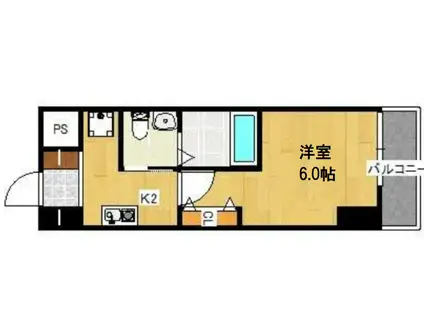 グランパシフィック花園北(1K/2階)の間取り写真