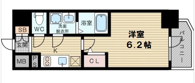 エスリード新大阪ヴェルデ(1K/7階)の間取り写真