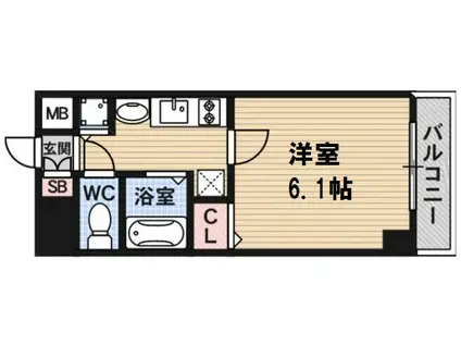 プレサンス難波幸町(1K/4階)の間取り写真