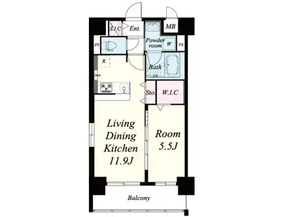 ステラ桜川(1LDK/2階)の間取り写真