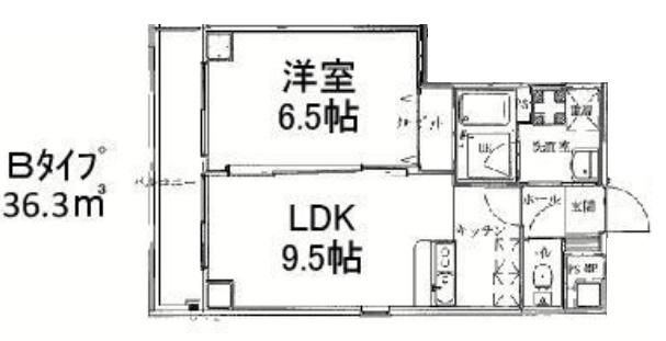 ルミエール難波(1LDK/2階)の間取り写真