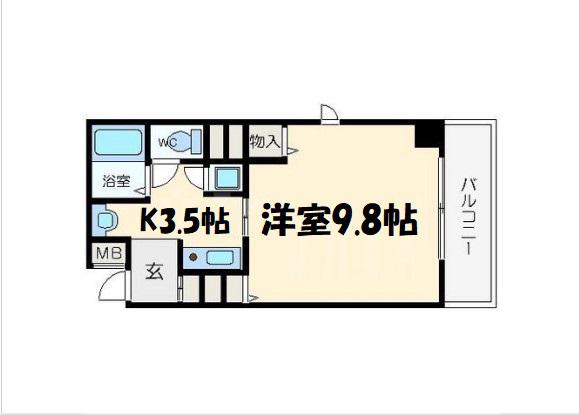 ジュネーゼ大阪城南(1K/7階)の間取り写真