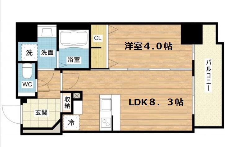 LA DOUCEUR谷町(1LDK/2階)の間取り写真