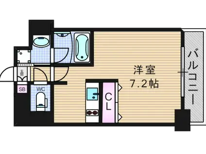 アスヴェル難波イースト(ワンルーム/9階)の間取り写真