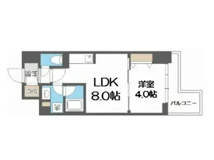 クロスレジデンス阿波座(1LDK/13階)の間取り写真