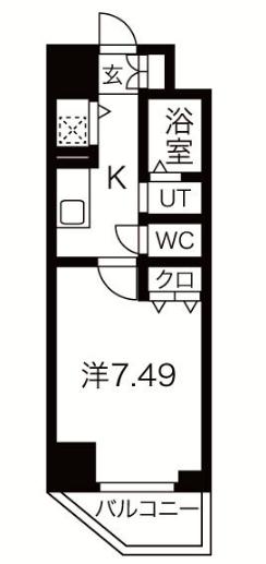 JPレジデンス難波南(1K/10階)の間取り写真