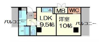 アステリオ北堀江ザメトロタワー(1LDK/16階)の間取り写真