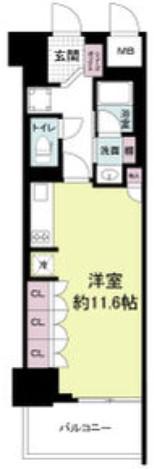 ルネフラッツ谷町四丁目(ワンルーム/2階)の間取り写真