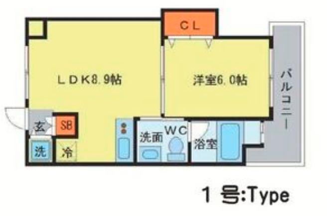 サクセス天神橋フロント(1LDK/5階)の間取り写真