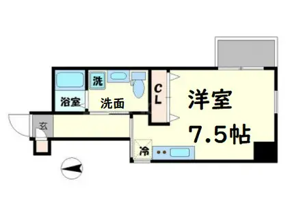 アクアプレイス北浜(ワンルーム/9階)の間取り写真