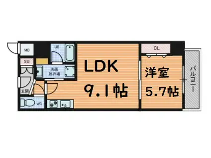 インテリジェンス御堂(1LDK/10階)の間取り写真